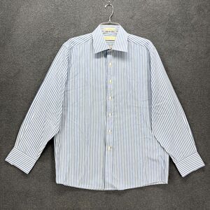 Michael Kors Shirt Mens Large 16 ‎ 34/35 Blue Button Up Striped Long Sleeves